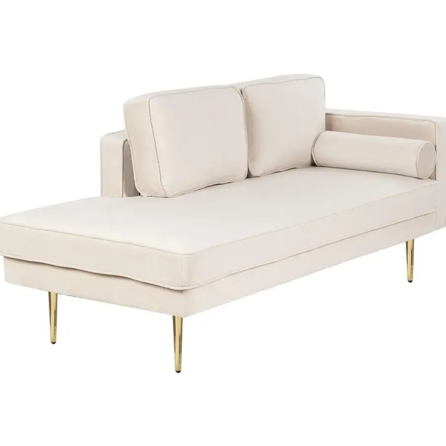 Beliani MIRAMAS - Chaise longue - Beige - Rechterzijde - Fluweel