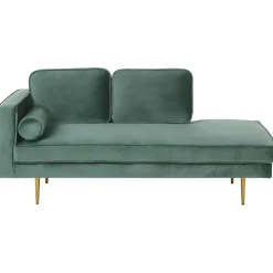 Beliani MIRAMAS - Chaise longue - Groen - Linkerzijde - Fluweel