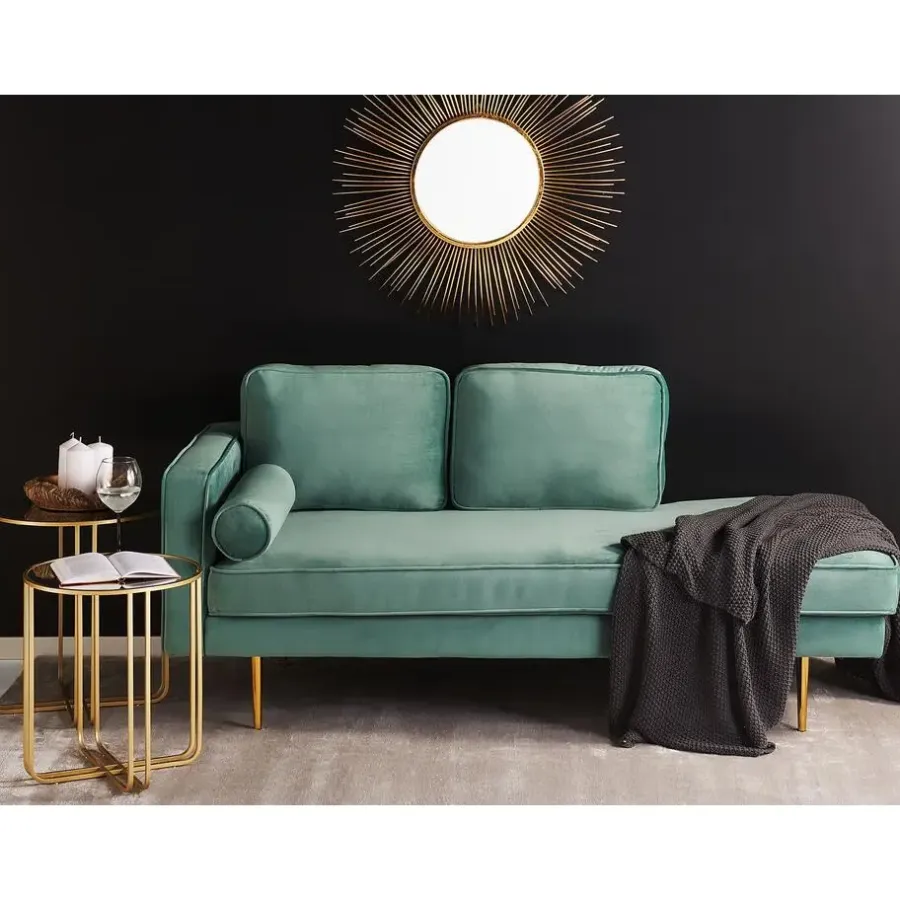 Beliani MIRAMAS - Chaise longue - Groen - Linkerzijde - Fluweel