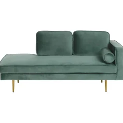 Loveseats-Beliani MIRAMAS - Chaise longue - Groen - Rechterzijde - Fluweel