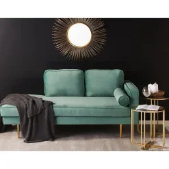 Loveseats-Beliani MIRAMAS - Chaise longue - Groen - Rechterzijde - Fluweel
