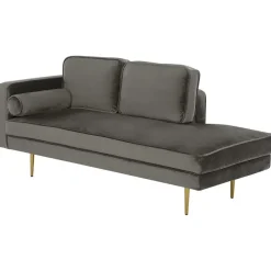 Beliani MIRAMAS - Chaise longue - Grijs - Linkerzijde - Fluweel