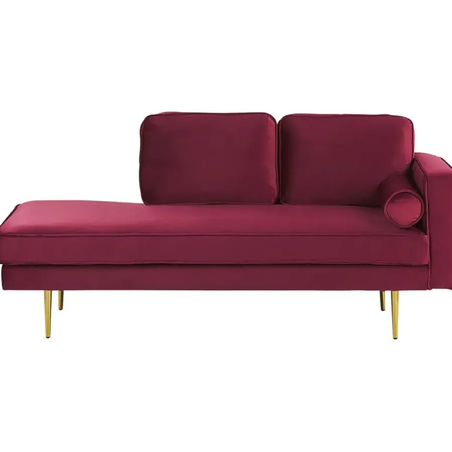 Loveseats-Beliani MIRAMAS - Chaise longue - Rood - Rechterzijde - Fluweel