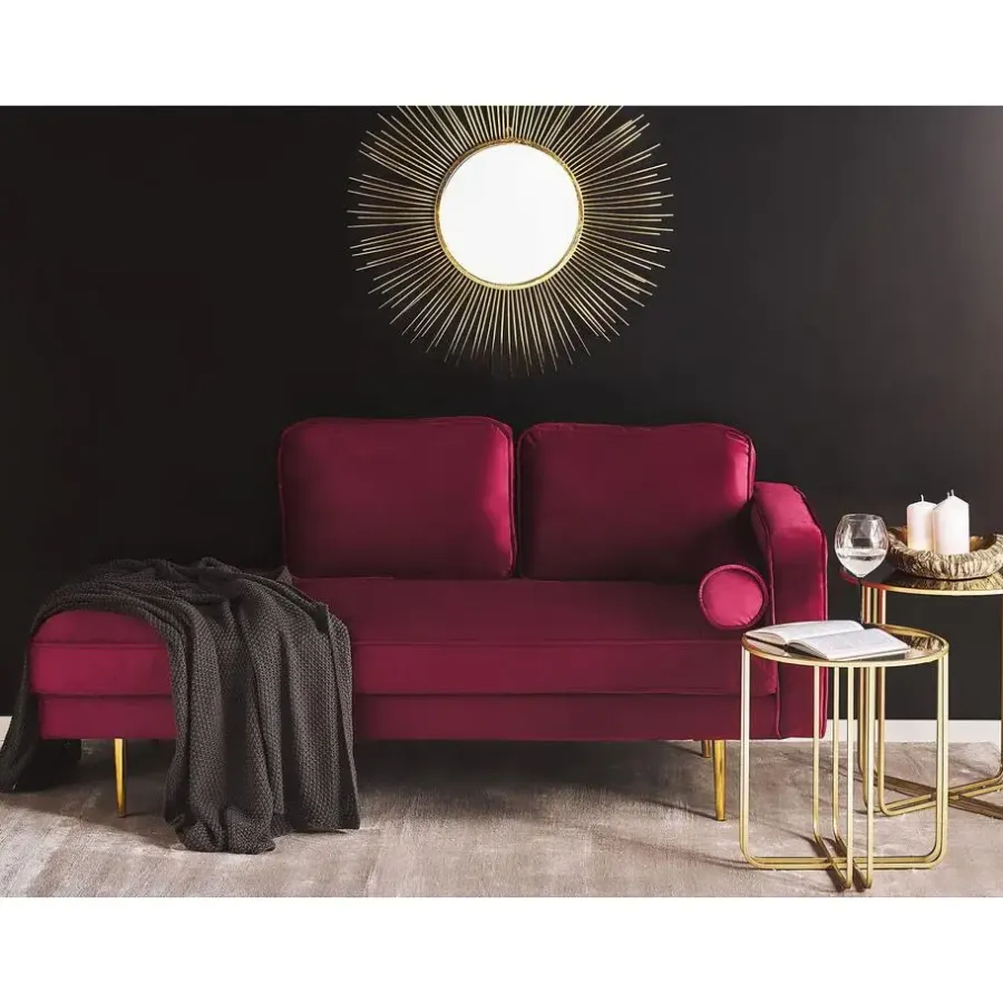 Loveseats-Beliani MIRAMAS - Chaise longue - Rood - Rechterzijde - Fluweel
