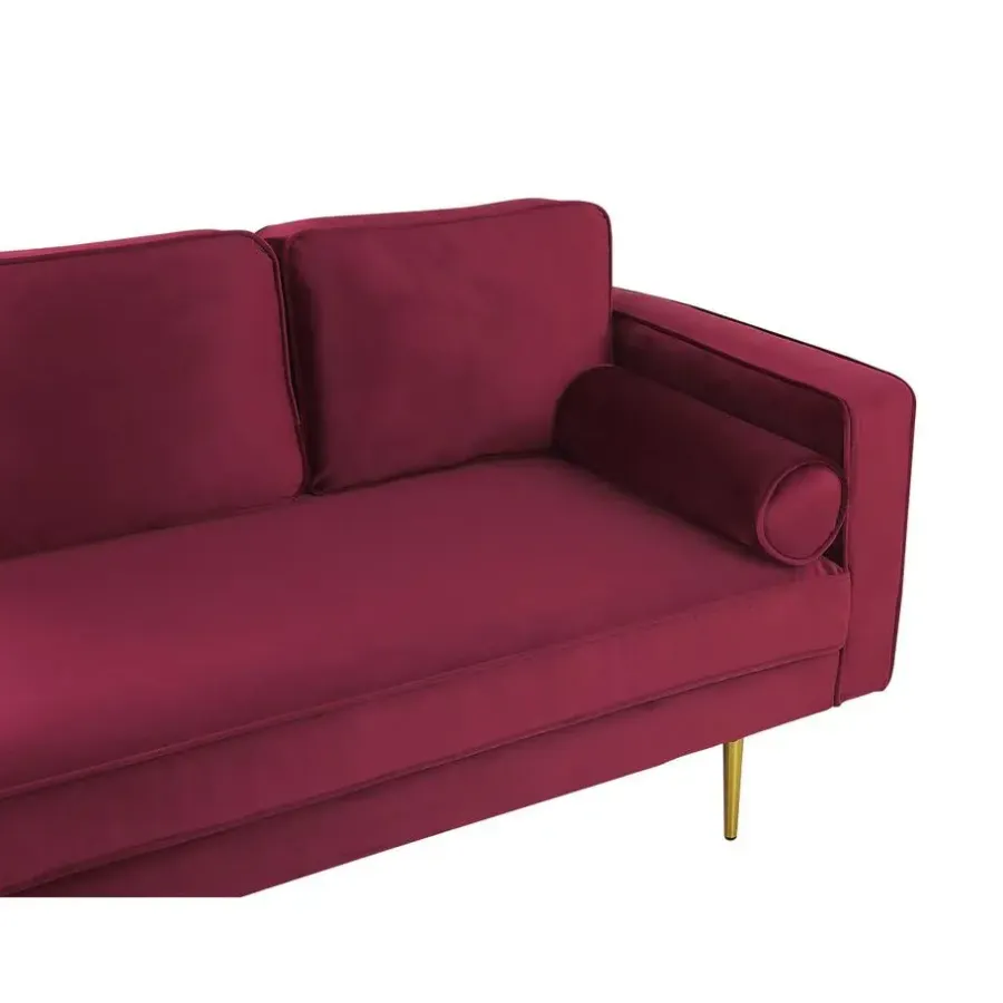 Loveseats-Beliani MIRAMAS - Chaise longue - Rood - Rechterzijde - Fluweel