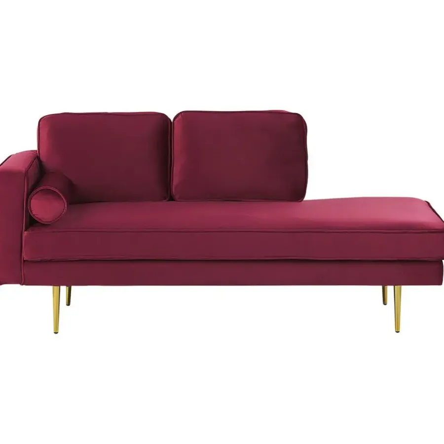Loveseats-Beliani MIRAMAS - Chaise longue - Rood - Linkerzijde - Fluweel