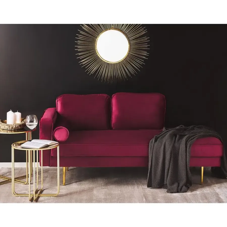 Loveseats-Beliani MIRAMAS - Chaise longue - Rood - Linkerzijde - Fluweel
