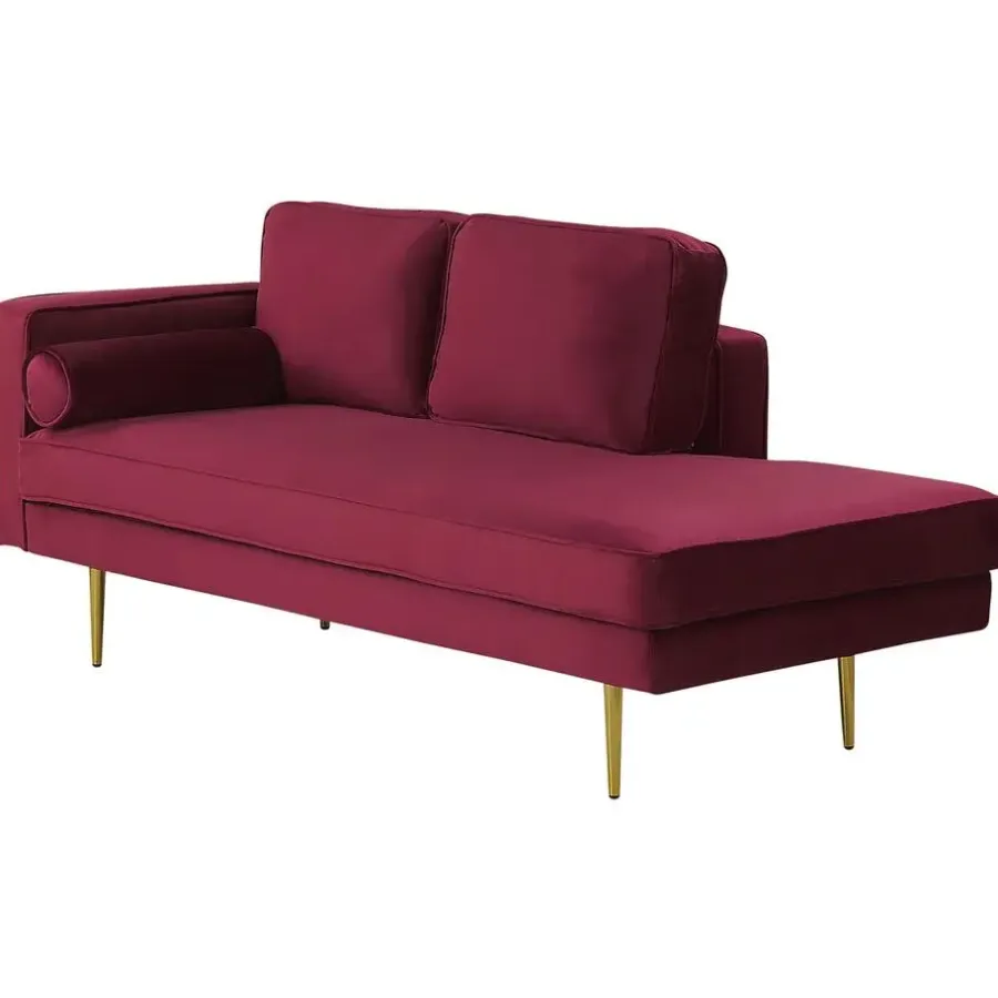 Loveseats-Beliani MIRAMAS - Chaise longue - Rood - Linkerzijde - Fluweel