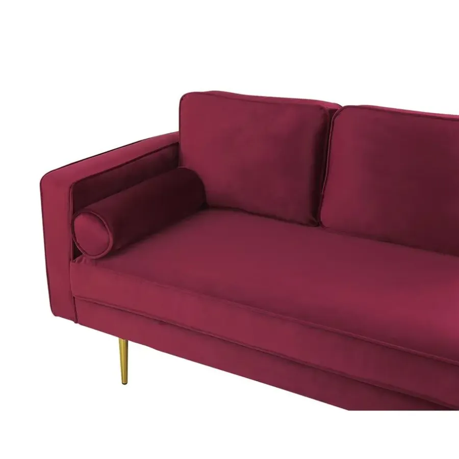 Loveseats-Beliani MIRAMAS - Chaise longue - Rood - Linkerzijde - Fluweel