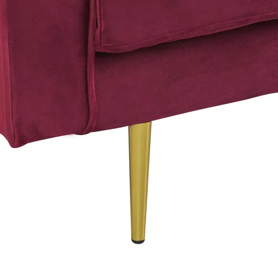 Loveseats-Beliani MIRAMAS - Chaise longue - Rood - Linkerzijde - Fluweel