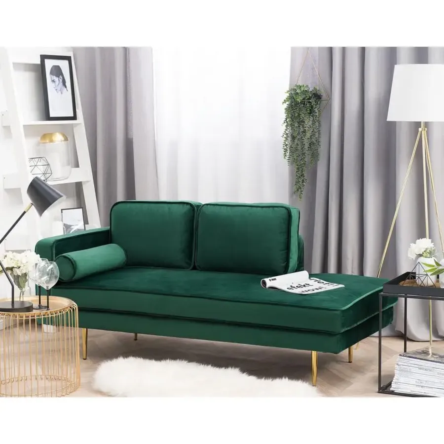 Loveseats-Beliani MIRAMAS - Chaise longue - Smaragdgroen - Linkerzijde - Fluweel