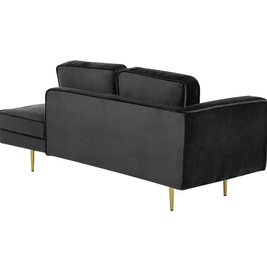 Beliani MIRAMAS - Chaise longue - Zwart - Linkerzijde - Fluweel