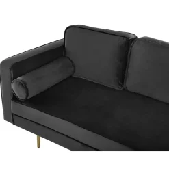 Beliani MIRAMAS - Chaise longue - Zwart - Linkerzijde - Fluweel