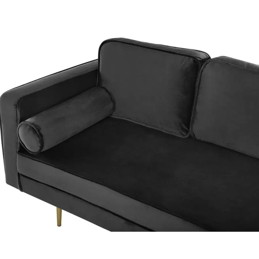 Beliani MIRAMAS - Chaise longue - Zwart - Linkerzijde - Fluweel