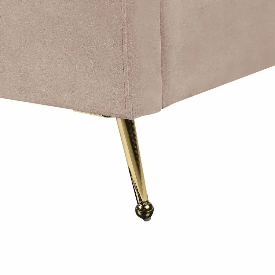 Beliani MIRIBEL - Tweepersoonsbed - Taupe - 140x200 - Fluweel