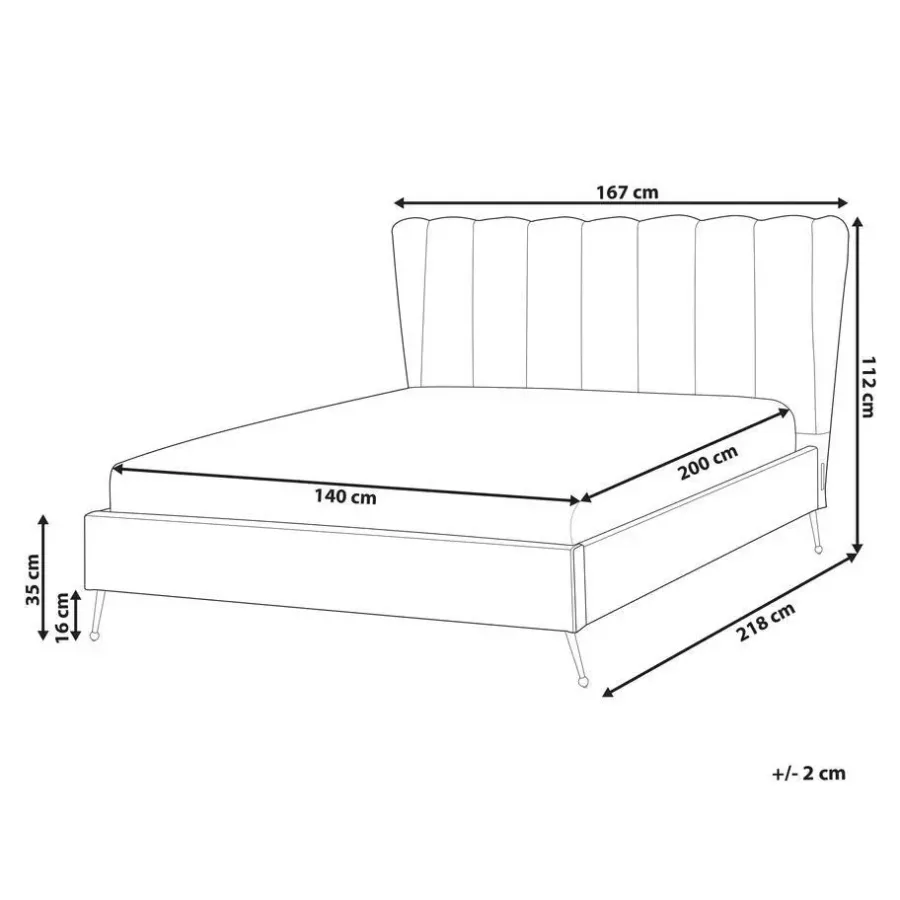 Beliani MIRIBEL - Tweepersoonsbed - Taupe - 140x200 - Fluweel