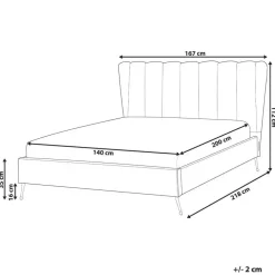 Beliani MIRIBEL - Tweepersoonsbed - Taupe - 140x200 - Fluweel