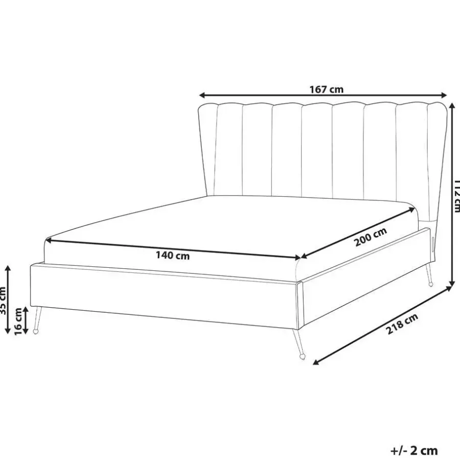 Beliani MIRIBEL - Tweepersoonsbed - Taupe - 140x200 - Fluweel