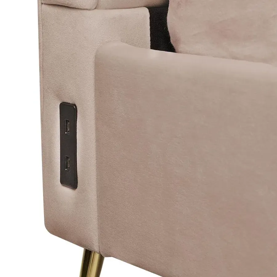 Beliani MIRIBEL - Tweepersoonsbed - Taupe - 140x200 - Fluweel
