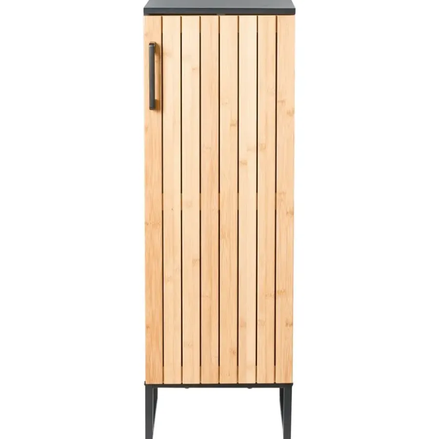 Leen Bakker MISCANTI - Badkamerkast - Lichtbruin/Zwart - 30 x 90 cm - Bamboehout