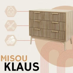 Ladekasten|Ladekasten-MISOU Commode Klaus - Bruin