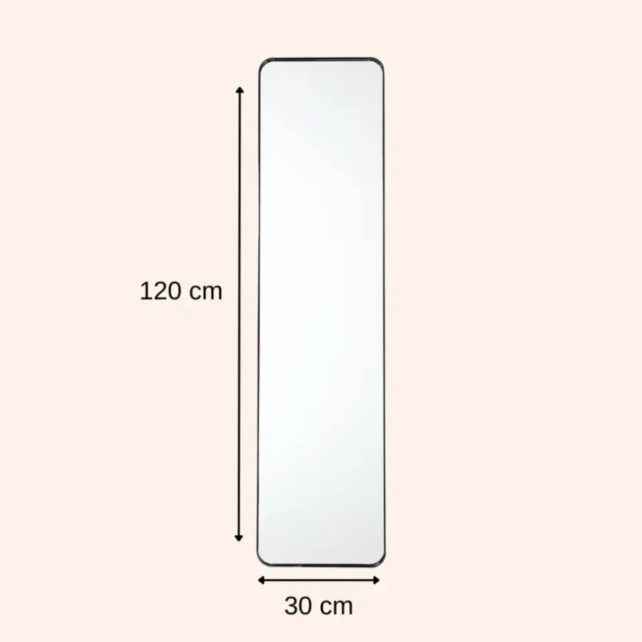 MISOU Deurspiegel Wandspiegel Passpiegel Ovaal Zwart 120x30cm Metaal
