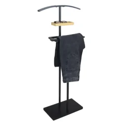 Kledingopbergers-MISOU Dressboy Kledingstandaard Kledinghouder Zwart 114 cm Bamboe en metaal
