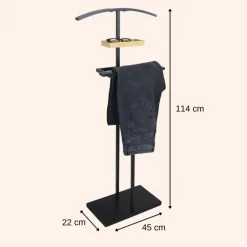 Kledingopbergers-MISOU Dressboy Kledingstandaard Kledinghouder Zwart 114 cm Bamboe en metaal