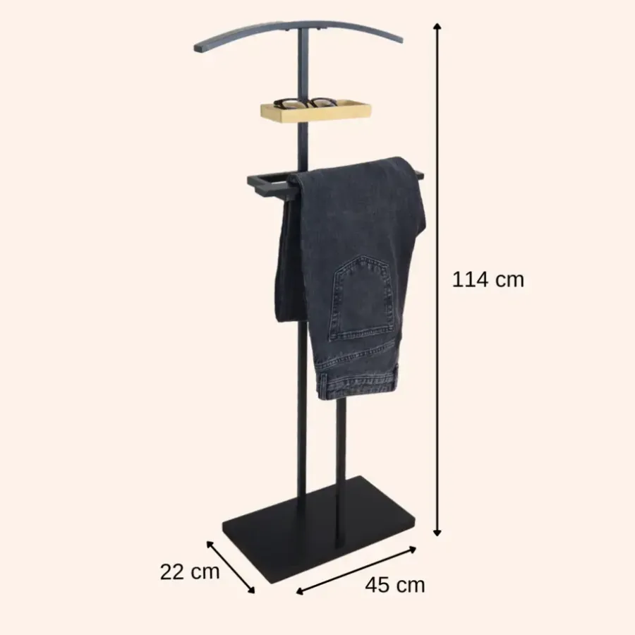 Kledingopbergers-MISOU Dressboy Kledingstandaard Kledinghouder Zwart 114 cm Bamboe en metaal