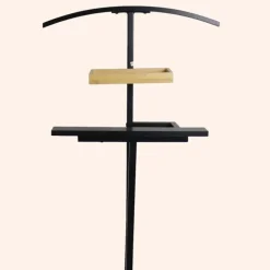 Kledingopbergers-MISOU Dressboy Kledingstandaard Kledinghouder Zwart 114 cm Bamboe en metaal