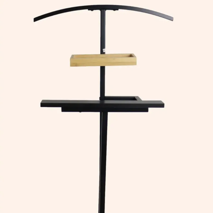 Kledingopbergers-MISOU Dressboy Kledingstandaard Kledinghouder Zwart 114 cm Bamboe en metaal