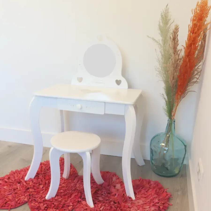Kaptafels-MISOU Make up Tafel voor Meisjes Kaptafel Kind met Kruk en Spiegel