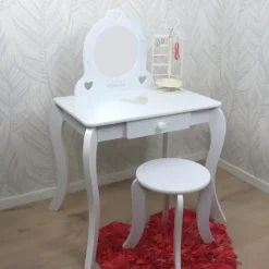 Kaptafels-MISOU Make up Tafel voor Meisjes Kaptafel Kind met Kruk en Spiegel
