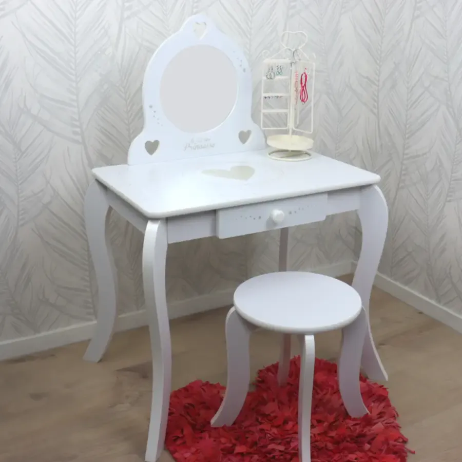 Kaptafels-MISOU Make up Tafel voor Meisjes Kaptafel Kind met Kruk en Spiegel