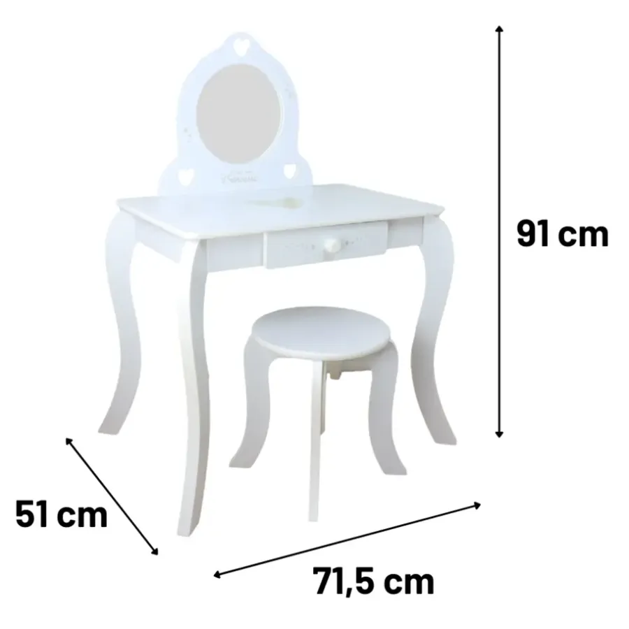 Kaptafels-MISOU Make up Tafel voor Meisjes Kaptafel Kind met Kruk en Spiegel