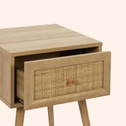 MISOU Nachtkastje Met Lade Set van 2 Rotan Webbing Hout