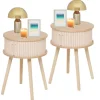 MISOU Nachtkastjes Juliet met Kastje - Set van 2 - Beige