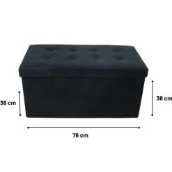 MISOU Opbergbox met Bank Velvet Zwart Opbergbank Poef met Opbergruimte