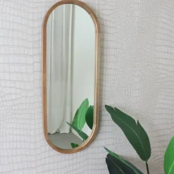 MISOU Passpiegel Ovaal Wandspiegel 35x90 cm Hout Spiegel Scandinavisch