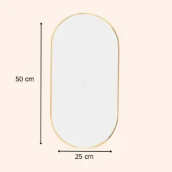 Spiegels-MISOU Spiegel Wandspiegel Rond Ovaal Goud 50 cm