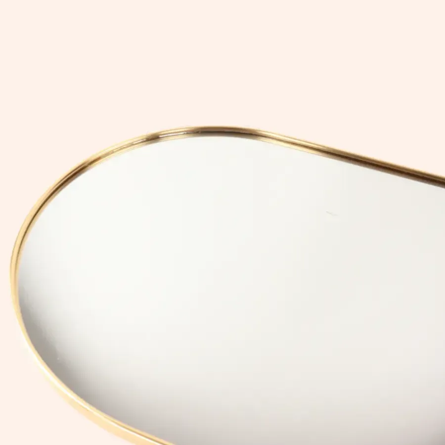 Spiegels-MISOU Spiegel Wandspiegel Rond Ovaal Goud 50 cm