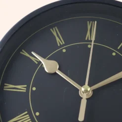 MISOU Tafelklok Zwart Metaal Goude Wijzerplaat 19cm