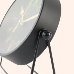 MISOU Tafelklok Zwart Metaal Goude Wijzerplaat 19cm