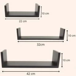 MISOU Zwarte Wandplanken Fotoplank Keuken Woonkamer Zwevend Muurplank 3 Maten