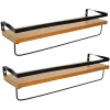 Wandplanken-MISOU Zwevende Wandplank 2 stuks Industrieel Muurdecoratie Boekenrek