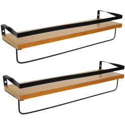 Wandplanken-MISOU Zwevende Wandplank 2 stuks Industrieel Muurdecoratie Boekenrek