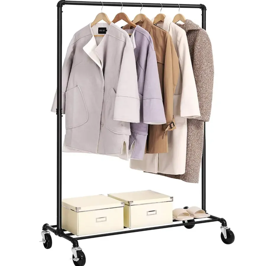 ACAZA Mobiel kledingrek - 1 rail - zwart