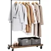 Merkloos Mobiel kledingrek - rustiek heavy-duty - 1 rail - industrieel design - bruin