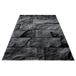 Laagpolige Vloerkleden-Muratap Modern Design Vloerkleed Parma - Zwart/Grijs - Laagpolig 120x170 cm