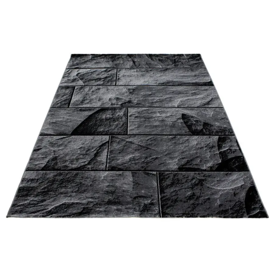 Laagpolige Vloerkleden-Muratap Modern Design Vloerkleed Parma - Zwart/Grijs - Laagpolig 120x170 cm